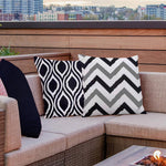 Load image into Gallery viewer, Black weatherproof cushion cover in 45x45cm size, perfect for outdoor seating
