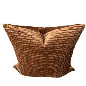 Brown soft velvet pillow cover featuring wave design, perfect for sofa or bedroom