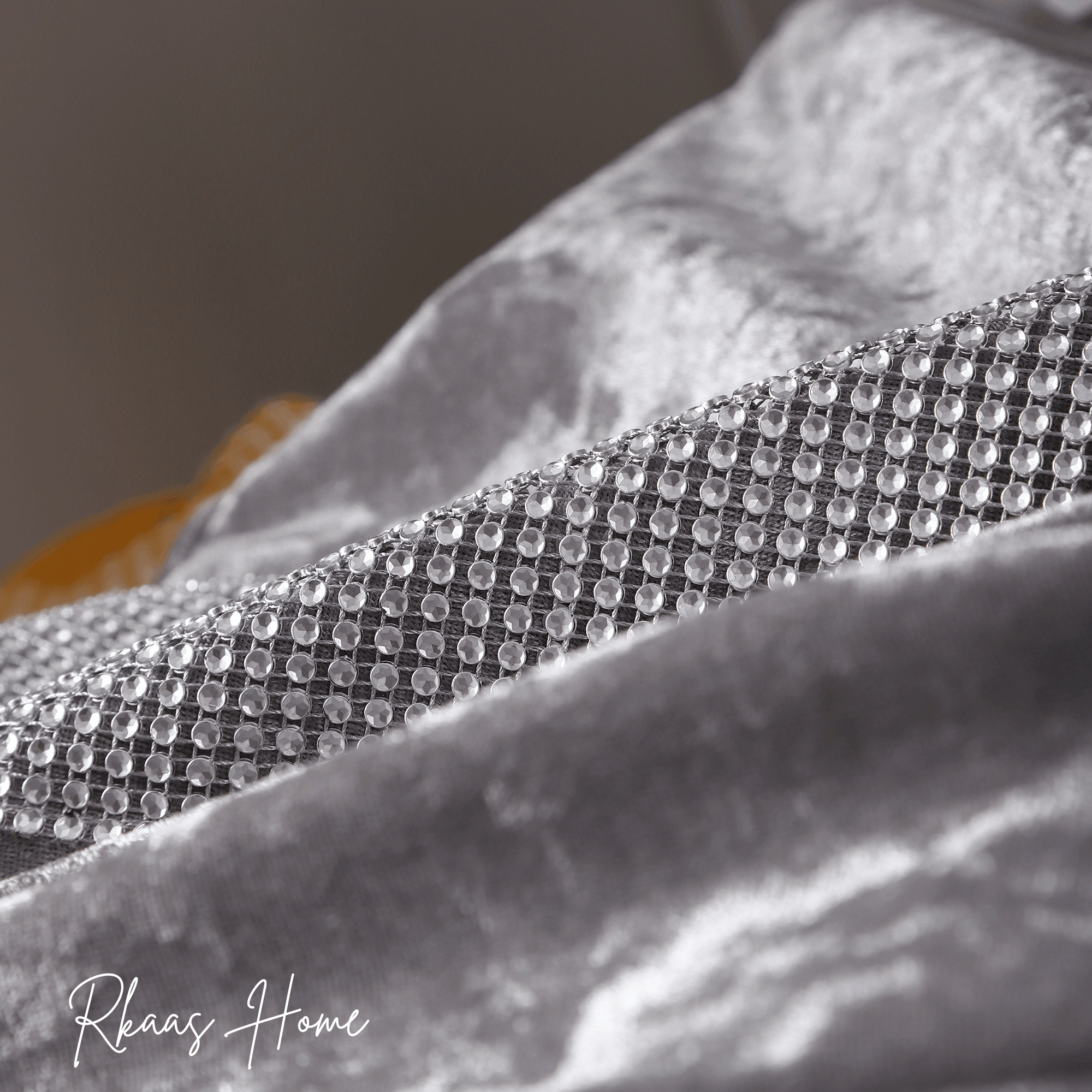Diamante Sparkle/Bling Silver Grey Crushed Ice Velvet Square Cushion Cover ( Set of 4 pcs)