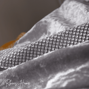 Diamante Sparkle/Bling Silver Grey Crushed Ice Velvet Square Cushion Cover ( Set of 4 pcs)