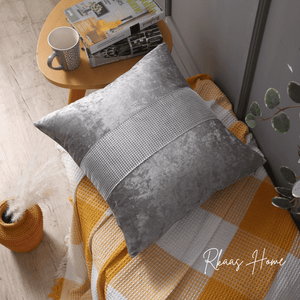 Silver Grey velvet pillow cover with crushed ice texture and diamante sparkle