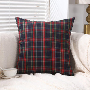 Rustic tartan check pillow covers for living room decor
