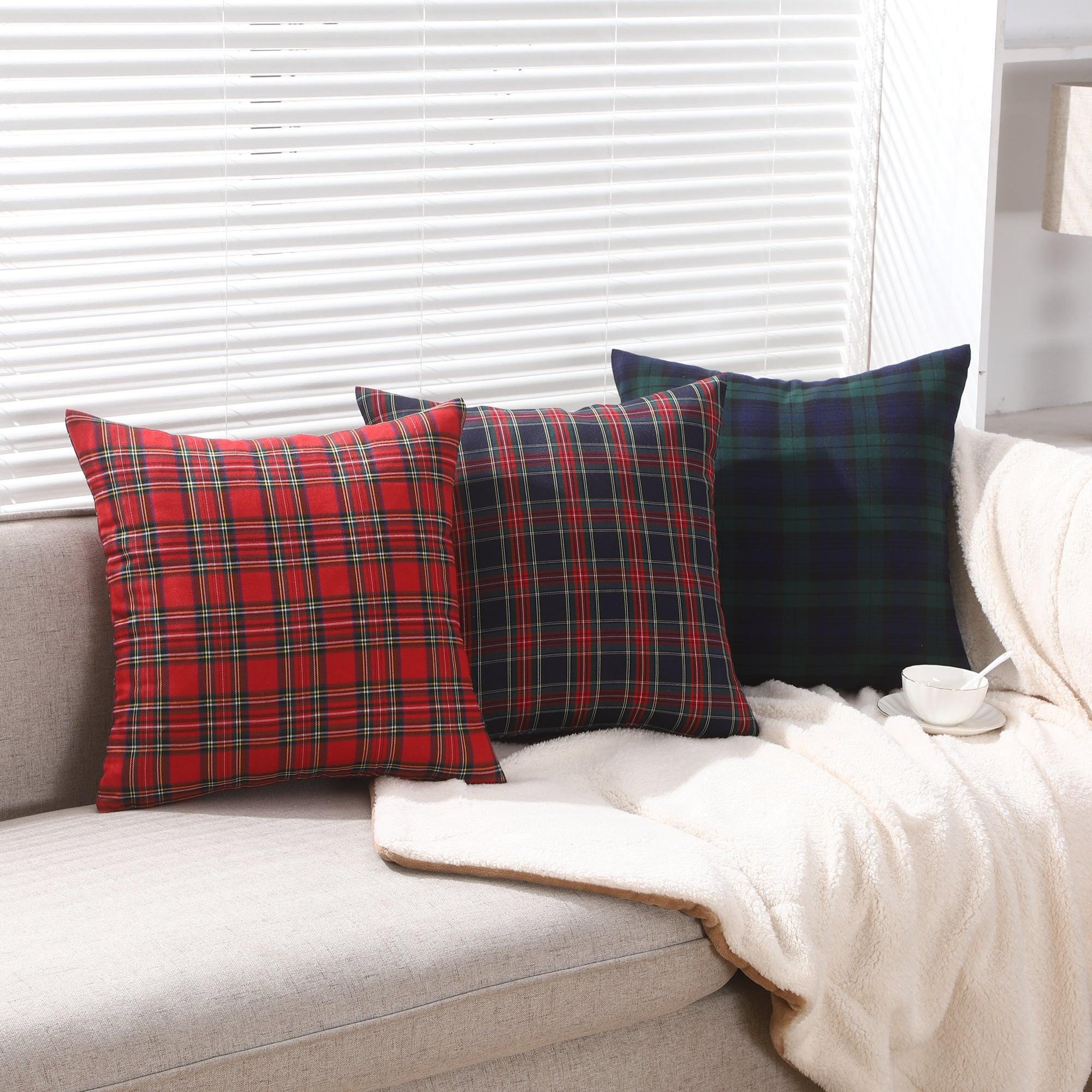 Tartan plaid cushion covers for home sofa, available in 50x50cm (20x20 inches)