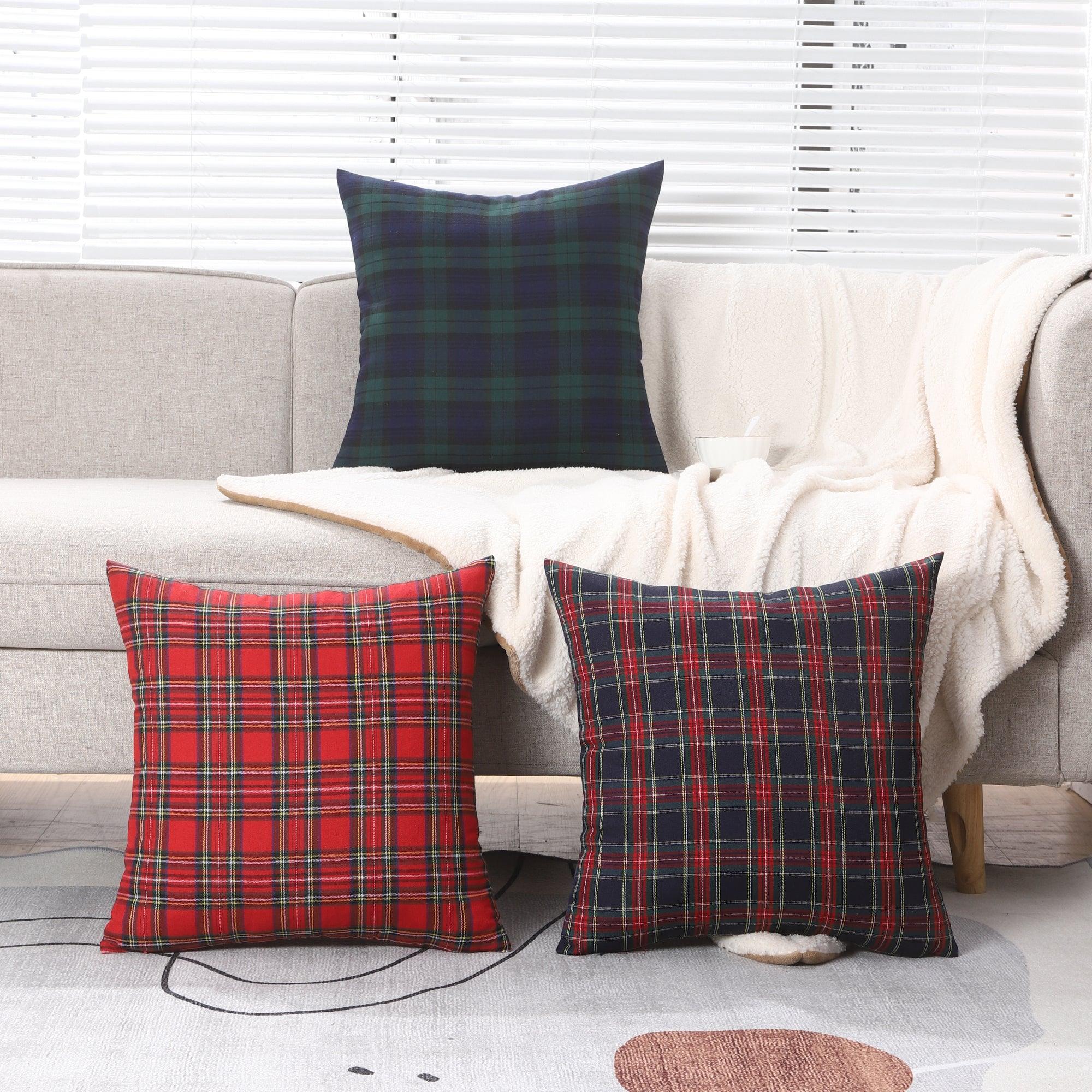 Polyster Cotton Tartan Check Cushion Cover Home Sofa 45x45 CM 18 x18 RKAAS HOME