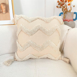 Rustic boho chic pure cotton cushion cover, ideal for bedroom and home decoration