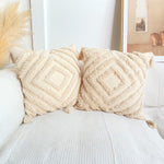 Load image into Gallery viewer, Boho Cotton Cushion Cover with Tassels | Tufted Design - 45x45cm Home Decoration
