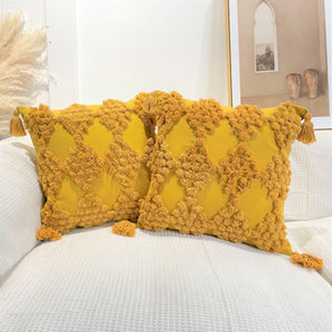 Boho Cotton Cushion Cover with Tassels | Tufted Design - 45x45cm Home Decoration