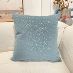 Load image into Gallery viewer, Light Blue Soft velvet cushion cover with a stylish gold stamp dots design, available in 8 colours.
