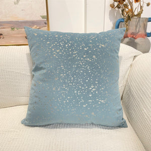 Light Blue Soft velvet cushion cover with a stylish gold stamp dots design, available in 8 colours.