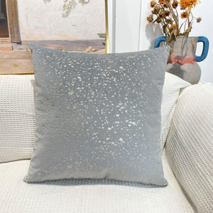 Grey premium velvet cushion cover with gold stamp dots design, 45x45 cm, available in 8 colours