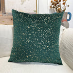 Load image into Gallery viewer, Green velvet cushion cover with gold stamp dots, luxury decorative pillowcase measuring 45x45 cm.

