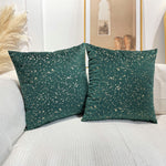 Load image into Gallery viewer, Green velvet cushion cover with gold stamp dots, luxury decorative pillowcase measuring 45x45 cm.
