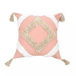 Load image into Gallery viewer, Pure cotton boho Moroccan Nordic tufted cushion cover with geometric tassel design, 45x45cm
