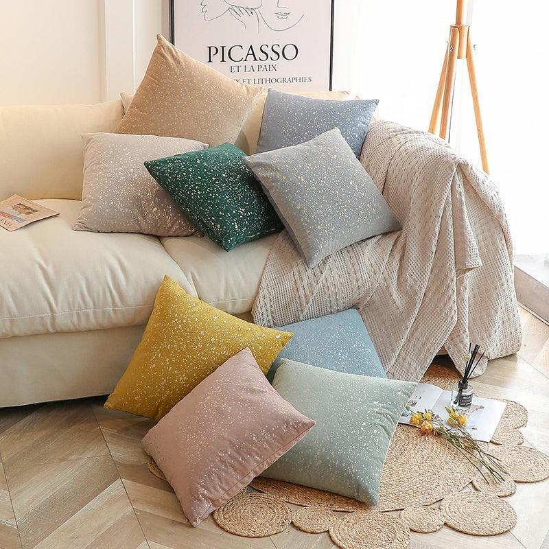 Gold stamp dots velvet cushion cover, size 45x45 cm, available in 8 colours.