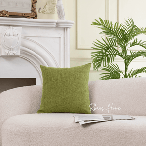 Green linen cushion cover 45x45cm for home, hotel, or sofa decor