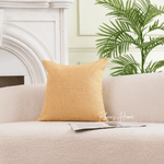 Load image into Gallery viewer, Mustard textured linen cushion cover for modern and minimalist home deco
