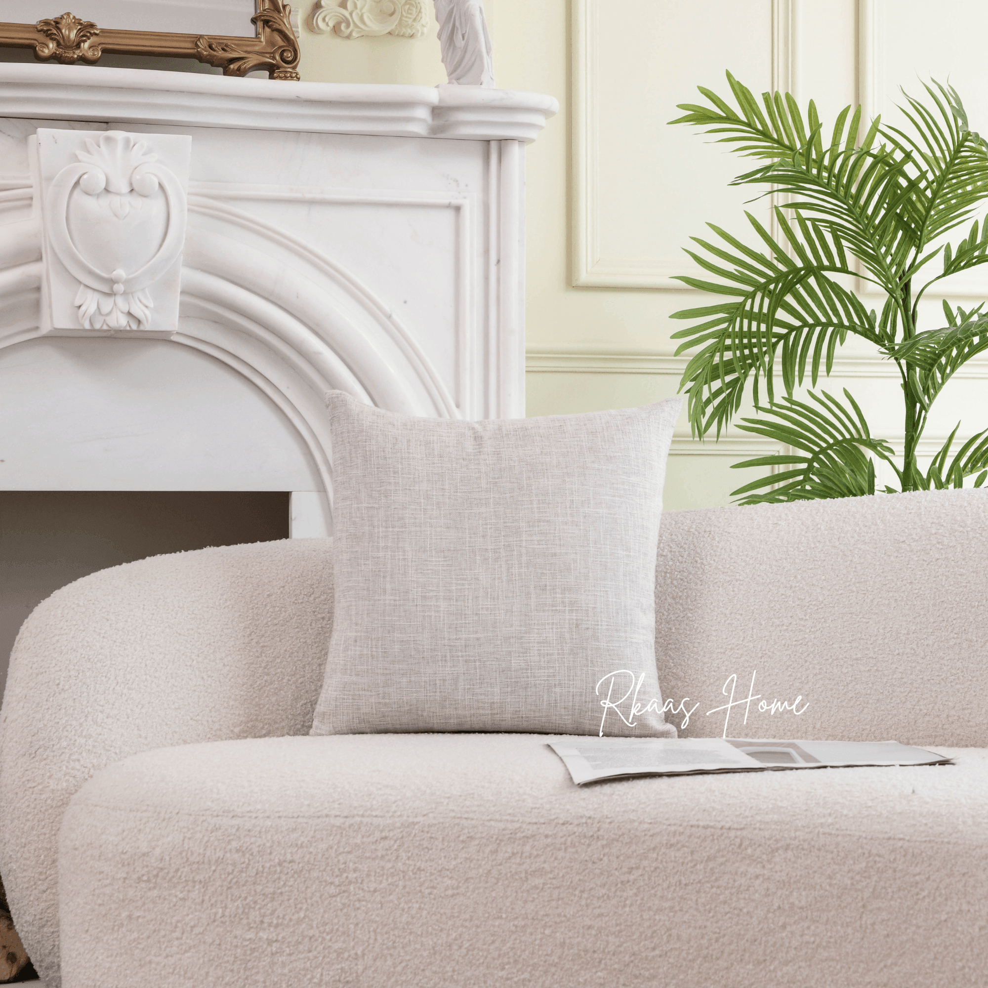 Beige linen cushion cover 45x45cm for home, hotel, or sofa decor