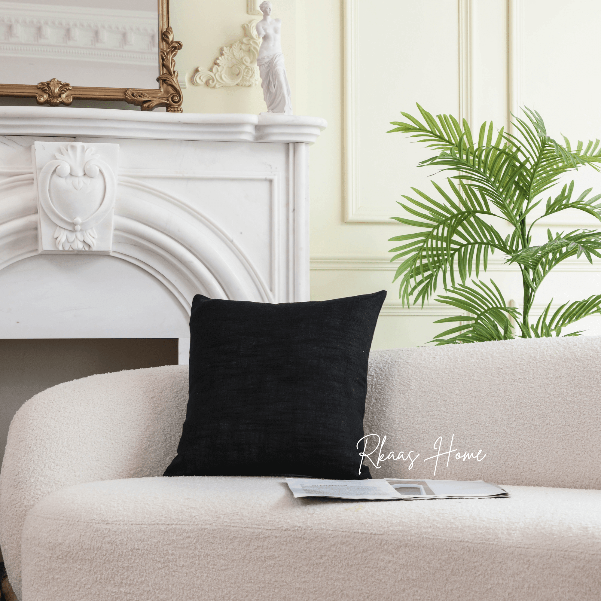 Black Linen cushion cover 45x45cm for home, hotel, or sofa decor