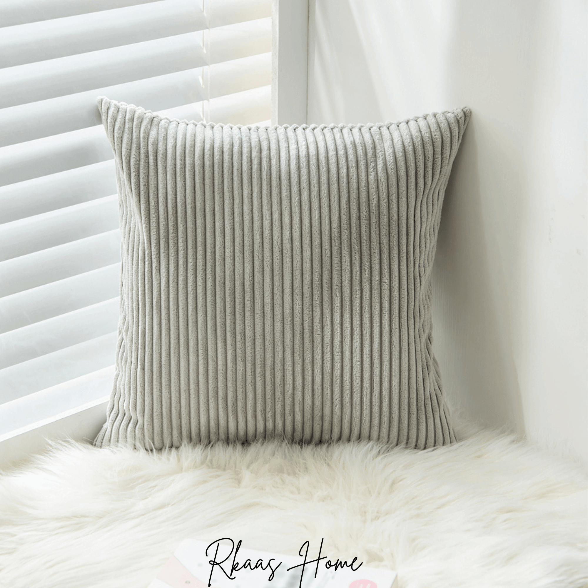 Grey corduroy cushion cover