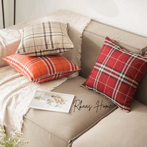 Tartan check polyester cushion cover with a classic plaid design