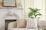 Load image into Gallery viewer, Fluffy soft plush faux fur cushion cover with gold feathers, 45x45 cm size
