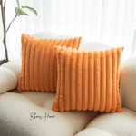 Load image into Gallery viewer, Textured and plush faux fur cushion cover with elegant striped corduroy style.
