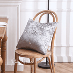 Load image into Gallery viewer, Silver Grey velvet pillow cover with crushed ice texture and diamante sparkle and diamonds
