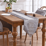 Load image into Gallery viewer, Silver grey diamante crushed ice velvet table runner, 32x180 cm, luxury decorative table accessory for elegant dining decor
