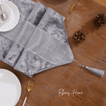 Load image into Gallery viewer, Diamante Crushed Ice Velvet Table Runner (Silver Grey - 32x180cm)
