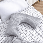 Load image into Gallery viewer, V shaped super crushed ice velvet cushion cover in silver grey and champagne
