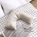 Load image into Gallery viewer, V Shaped Super Crushed Ice Velvet Cushion Cover - Silver Grey &amp; Champagne - Outer leg 66cm (26"), Inner leg 36cm (14"), Width 33cm (13")
