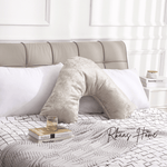 Load image into Gallery viewer, V Shaped Super Crushed Ice Velvet Cushion Cover - Silver Grey &amp; Champagne - Outer leg 66cm (26"), Inner leg 36cm (14"), Width 33cm (13")
