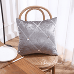 Load image into Gallery viewer, Luxury bling cushion cover in silver grey crushed velvet, 18x18 inches
