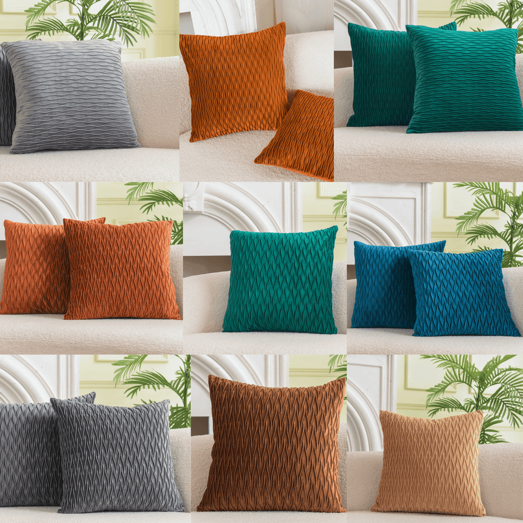 Wave pattern velvet cushion cover available in 45x45CM, 50x50CM, and 55x55CM size