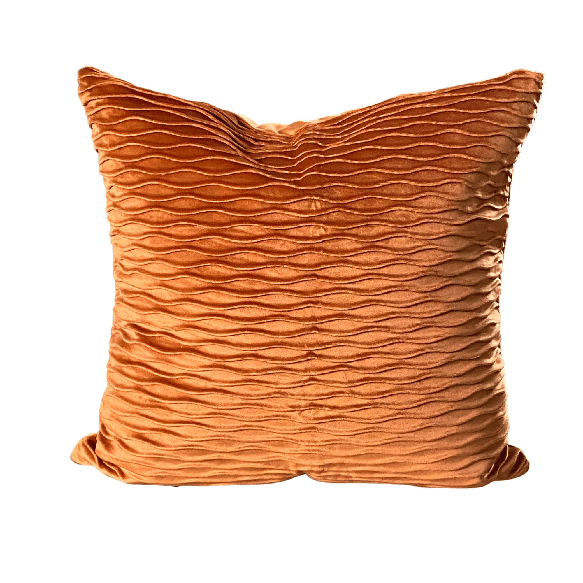 Orange elegant velvet cushion cover with wave pattern for modern home decor