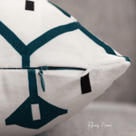 Load image into Gallery viewer, Designer Dutch Velvet Geometric Cushion Cover 45x45 cm - Blue
