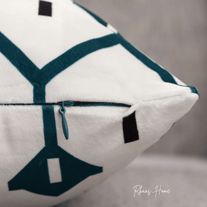 Designer Dutch Velvet Geometric Cushion Cover 45x45 cm - Blue