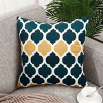 Load image into Gallery viewer, Designer Dutch Velvet Geometric Cushion Cover 45x45 cm - Blue
