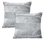 Load image into Gallery viewer, Soft velvet square pillow cover in silver grey with glittering diamante details
