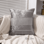 Load image into Gallery viewer, Silver Grey crushed ice velvet square cushion cover with diamante sparkle, 45x45cm size
