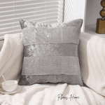 Load image into Gallery viewer, Diamante Sparkle/Bling Silver Grey Colour Crushed Ice Velvet Square Cushion Cover - Design 3 (Set of 2 pcs and 4 pcs)
