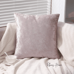 Load image into Gallery viewer, Pink crushed ice velvet cushion cover 45x45cm displayed on a modern sofa
