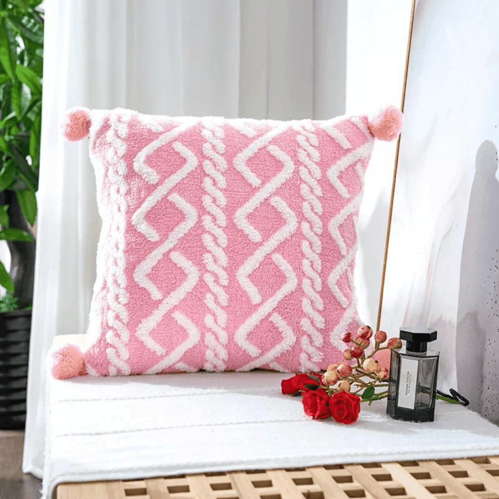 Pink plush pillows top