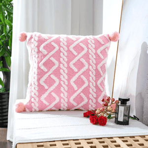 Cozy and decorative pink cushion cover, perfect for bedroom or lounge