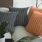 Load and play video in Gallery viewer, Fluffy Striped Soft Plush Faux Fur Corduroy Style Cushion Covers 45X45 CM
